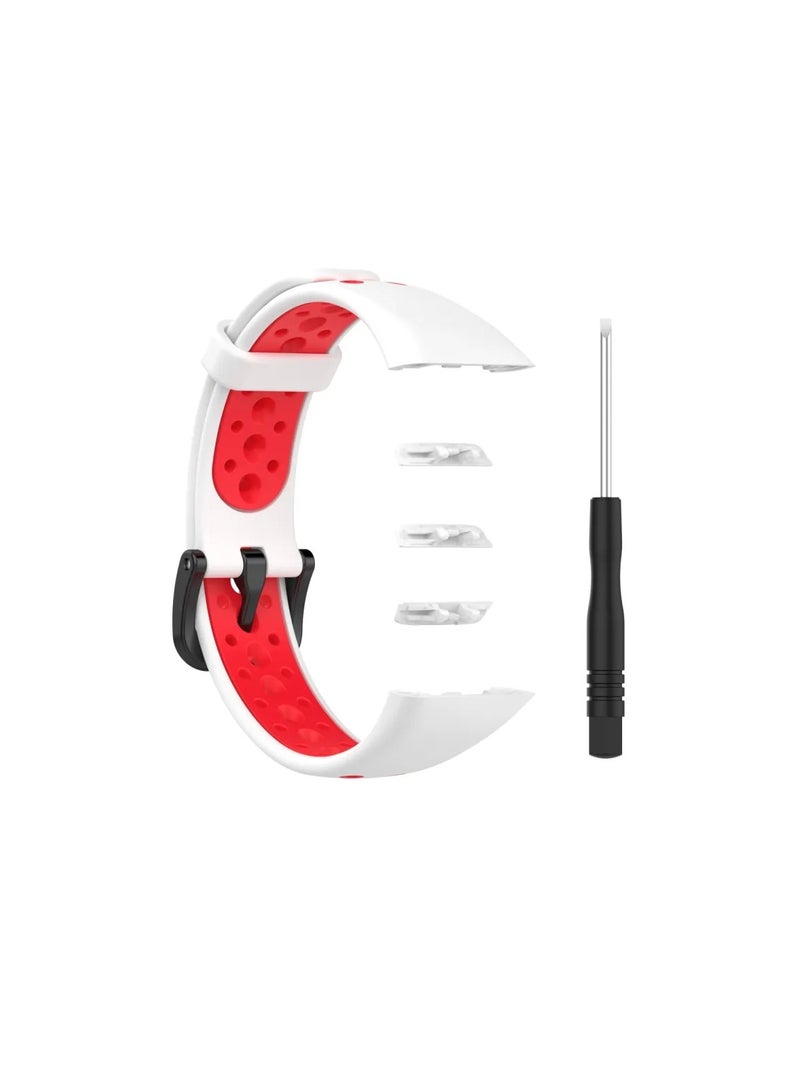 Smart Watch Band for Huawei Band 6 / Honor Band 6 Breathable Sport Silicone Replacement Wrist Strap - White Red