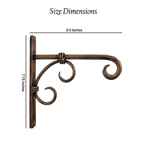 Woodiva Wooodiva Metal Plant Hanger Wall Hanging Plant Hook for Bird Feeders Planters Lanterns Wind Chimes Hanging Baskets Ornaments String Lights Indoor Outdoor Balcony (Golden, Pack of 2) - Image 3