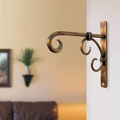 Woodiva Wooodiva Metal Plant Hanger Wall Hanging Plant Hook for Bird Feeders Planters Lanterns Wind Chimes Hanging Baskets Ornaments String Lights Indoor Outdoor Balcony (Golden, Pack of 2) - Image 4