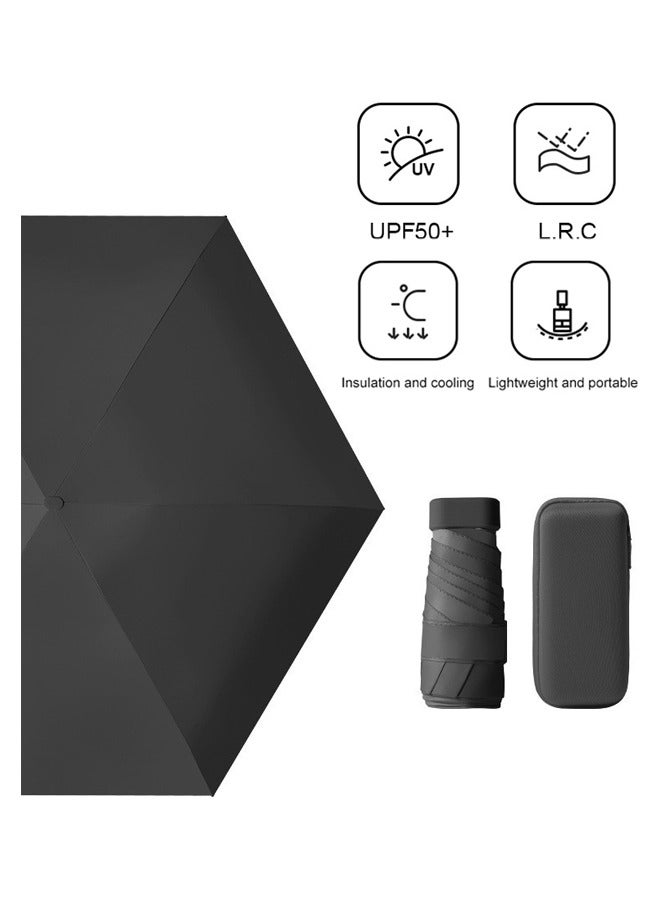 Uv Mini Umbrella Sun Protection,Windproof Sun Umbrella Protection for Women and Kids,Travel Small Folding Umbrella for Rain,Portable Lightweight Travel Umbrella with Storage Box