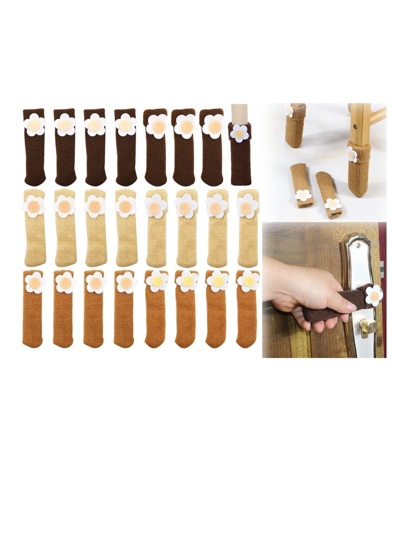 Chair Leg Socks, 24pcs Non Slip Feet Socks Covers Creative Caps Set Cute Knitted Furniture Pads Reliable Elastic Floor Protectors Boots for Home Restaurant School Office - Image 1