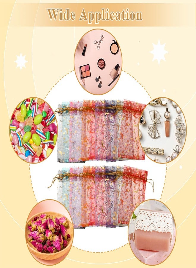 SHENLIU 500 Pcs Organza Bags, 6"X4" Moon Star Small Gift Bags Bulk Mesh Party Favor Mesh Drawstring Goodie Wrap Pouch for Candy Jewelry Soaps Sachet Bracelet Wedding Party Halloween Christmas - Image 5