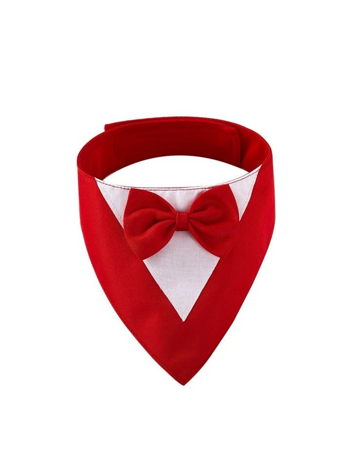 Generic Dog Tuxedo Formal Cat Wedding Bandana Dog Collar with Bow Tie Cat Birthday Costume Valentines Outfit Pet(RED-L)  - Image 2