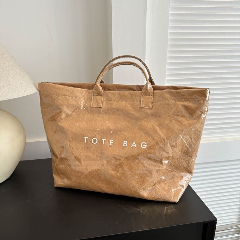 Tote Bag Vintage Dupont Letter Casual All-Match Handbag Minimalist Transparent Simple Commuting Large Capacity Bag For Women - Image 4