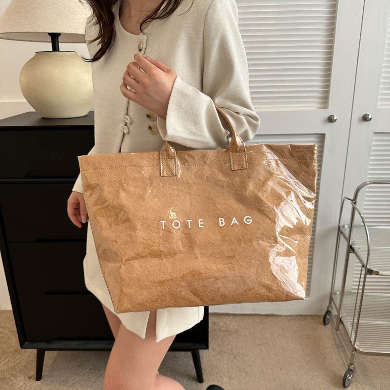 Tote Bag Vintage Dupont Letter Casual All-Match Handbag Minimalist Transparent Simple Commuting Large Capacity Bag For Women - Image 3