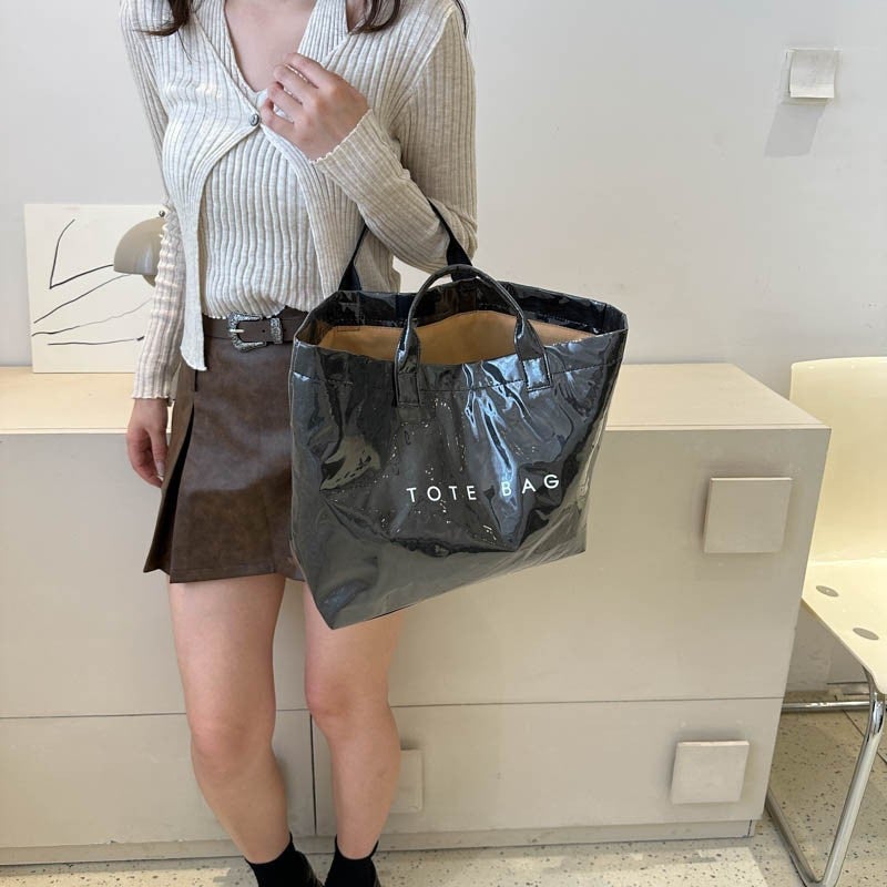 Tote Bag Vintage Dupont Letter Casual All-Match Handbag Minimalist Transparent Simple Commuting Large Capacity Bag For Women - Image 2
