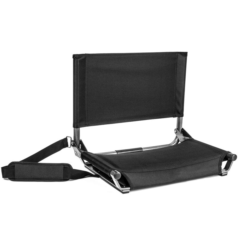 Cascade Mountain Tech Stadium Seat - Lightweight, Portable Folding Chair for Bleachers and Benches - Black, Extra Wide - 20"