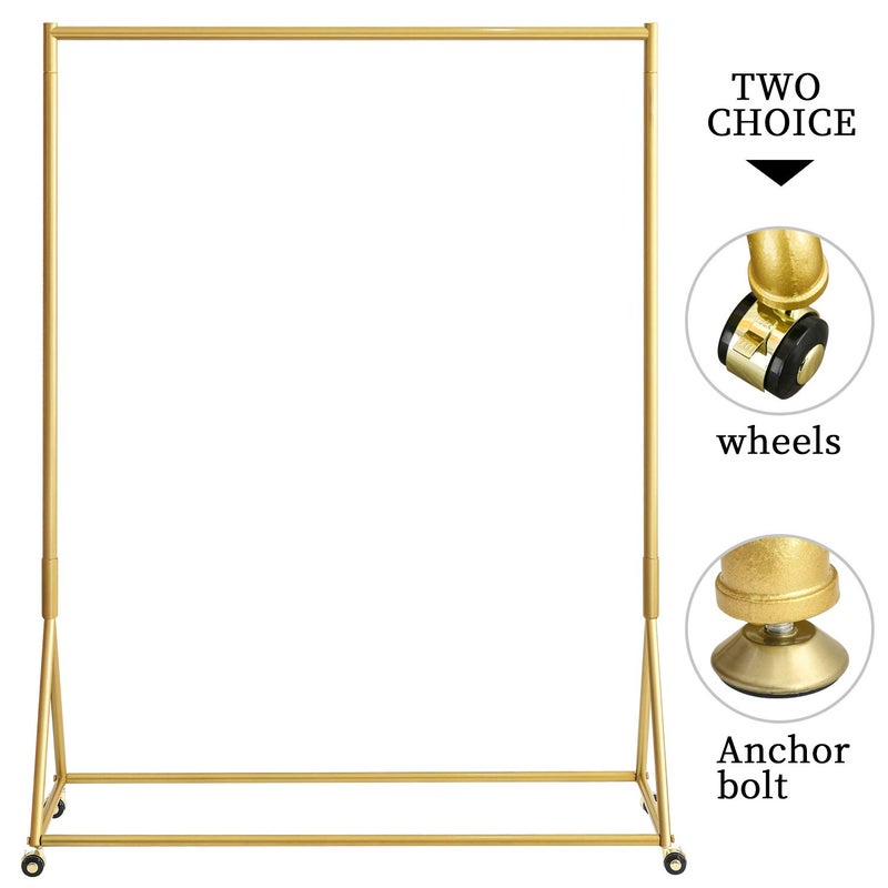 BOSURU Gold Pipe Clothing Racks Freestanding, Modern Metal Clothes Rack Heavy Duty, Easy Assemble Clothing Rack for Hanging Boutiques and Bedroom 47" L - Image 4