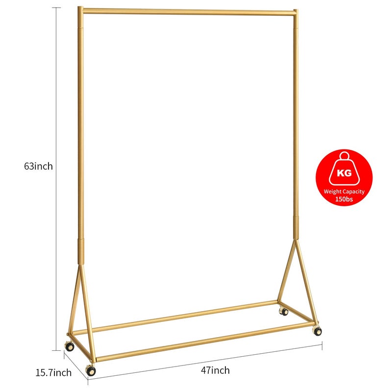 BOSURU Gold Pipe Clothing Racks Freestanding, Modern Metal Clothes Rack Heavy Duty, Easy Assemble Clothing Rack for Hanging Boutiques and Bedroom 47" L - Image 5