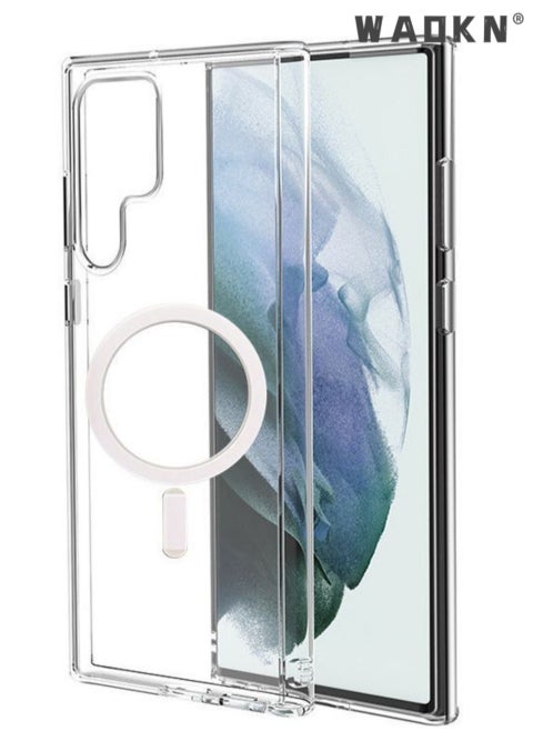 Case Cover Clear for Samsung Galaxy S22 Ultra with Support Magsafe Charger Charging Thin Shockproof and Transparent Non-yellow Case