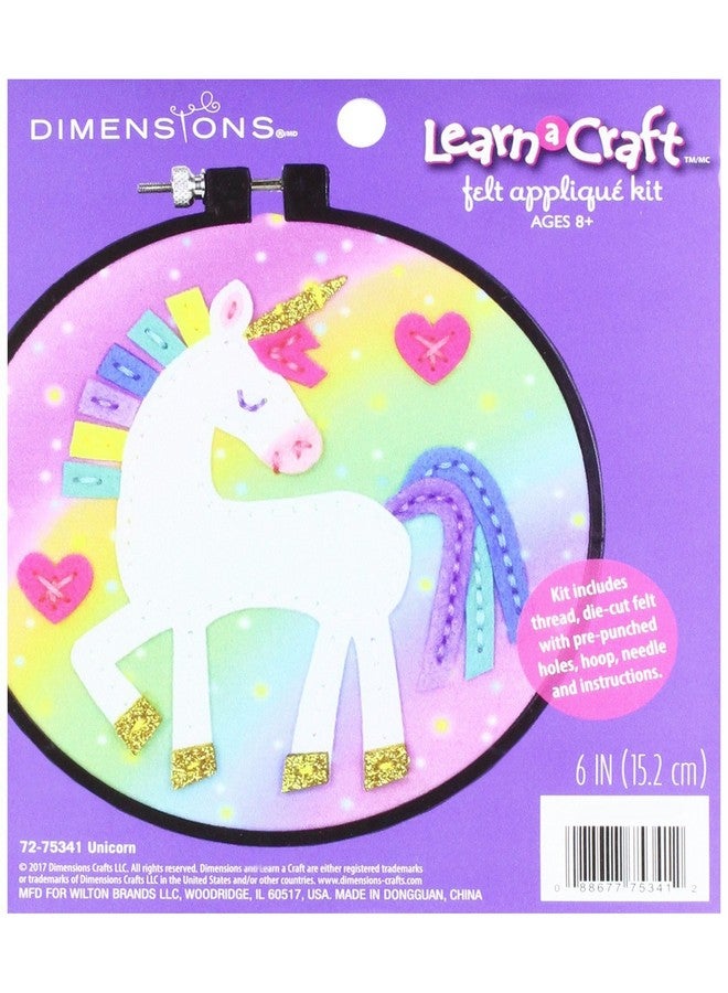 Dimensions 72-75341 Learn-A-Craft Unicorn Felt Applique Kit for Beginners, Multicolor, 5pcs