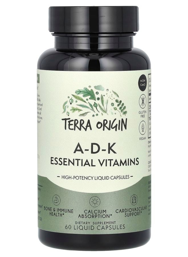 Terra Origin A-D-K Essential Vitamins 60 Liquid Capsules