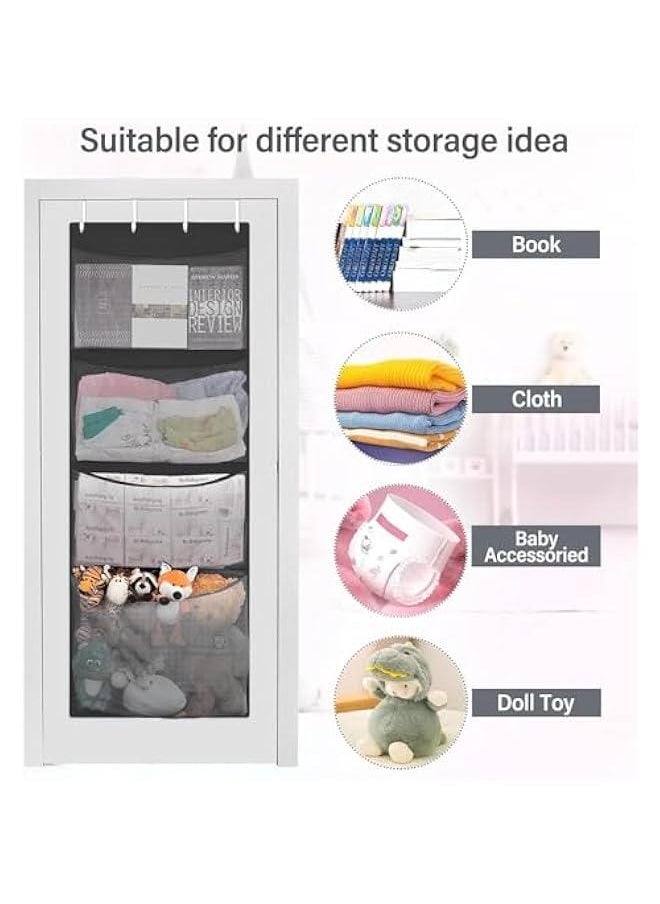 HOOKOR Hanging Stuffed Animals Storage Over Door Organizer for Toy Storage with 4 Mesh Pockets Over Door Stuffed Animal Storage Organizer Kids Large Toy Organizer Foldable Stuffed Animals Bag (29-01)  - Image 3