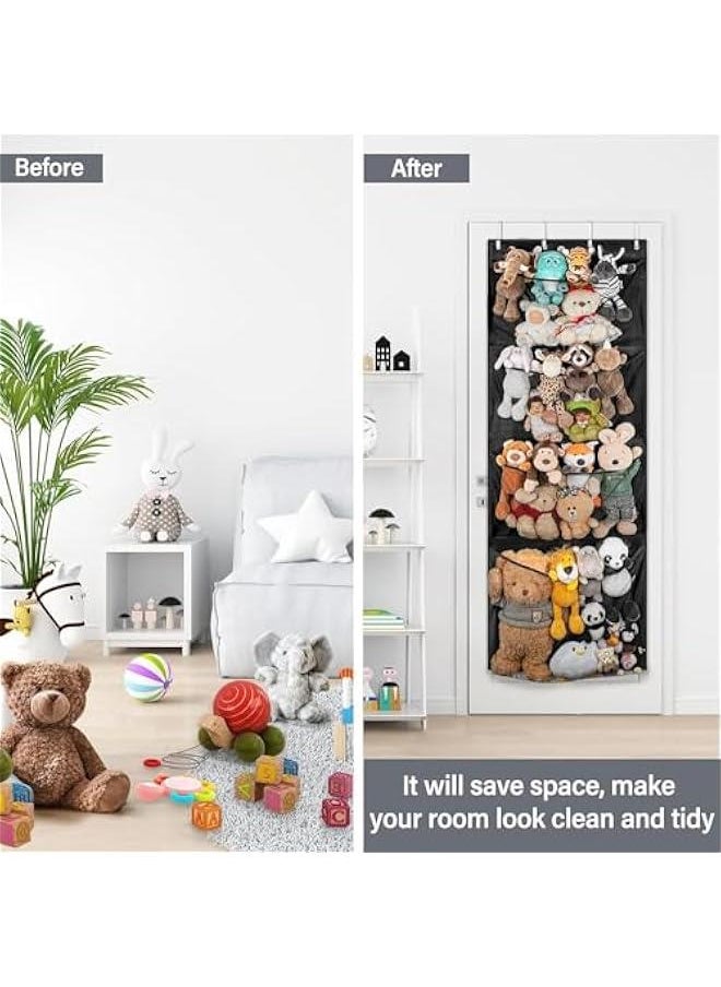 HOOKOR Hanging Stuffed Animals Storage Over Door Organizer for Toy Storage with 4 Mesh Pockets Over Door Stuffed Animal Storage Organizer Kids Large Toy Organizer Foldable Stuffed Animals Bag (29-01)  - Image 4