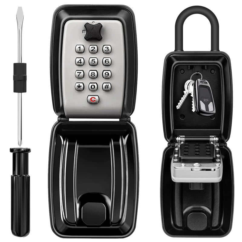 HUANLANG Key Lock Box for Outside 12Digit Combination Lock Box Waterproof Key Lockbox with CodeKey Hider Safe for Home Garage Office