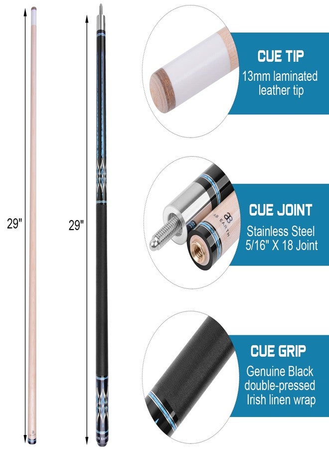 AB Earth 58" Pool Cue Stick Canadian Maple 13mm Tip Billiard Cue with Irish Linen Wrap (Blue, 20oz) - Image 3