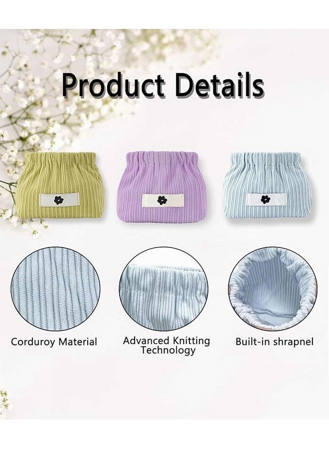 Bitrexup Portable Corduroy Storage Bag,Corduroy Elastic Hair Tie Organizer,Mini Cosmetic Bag for Women, Corduroy Storage Pouch for Lipstick,Jewelry,Coin Purse Organizer (2) - Image 3