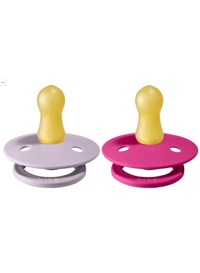 NIBEMINENT Pacifier Size 1, Baby 0-6M , 2-Pieces - Dusky Lilac/Raspberry - Image 1