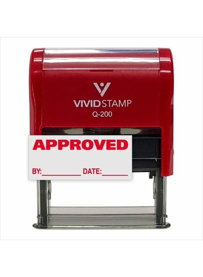 Vivid Stamp ختم مكتبي مطاطي ذاتي الحبر معتمد (أحمر) - متوسط - Image 1