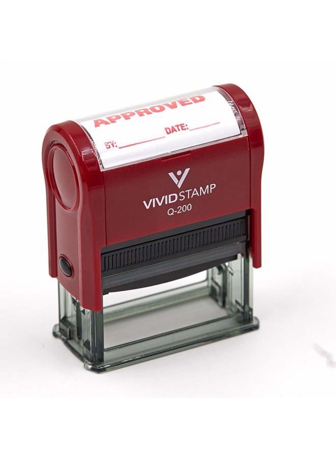 Vivid Stamp ختم مكتبي مطاطي ذاتي الحبر معتمد (أحمر) - متوسط - Image 2