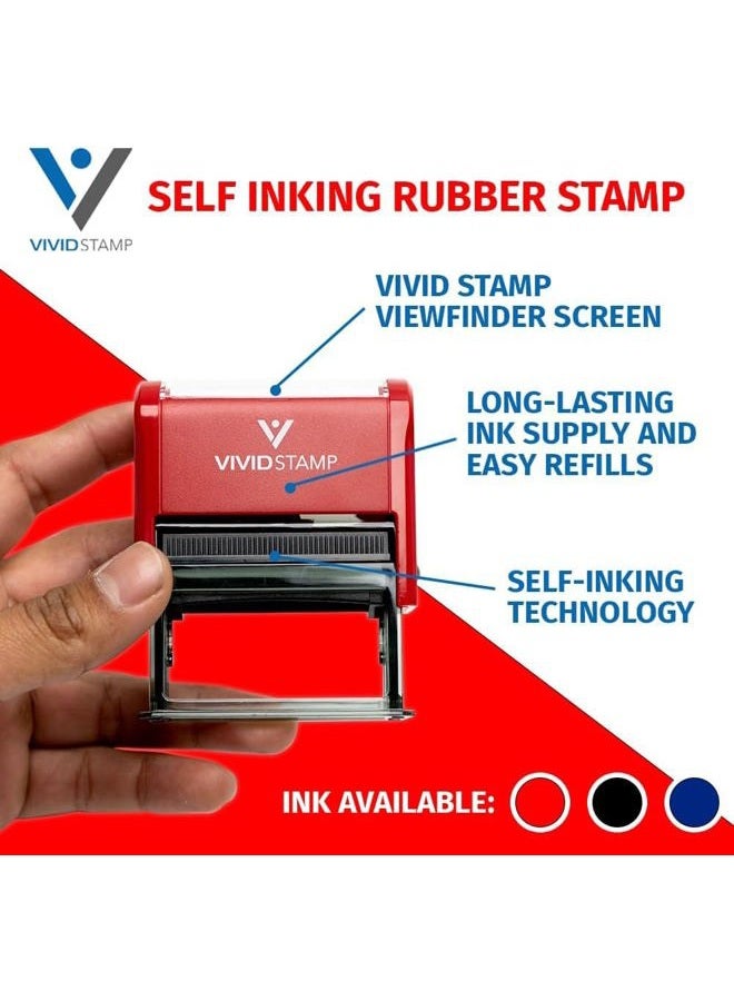 Vivid Stamp ختم مكتبي مطاطي ذاتي الحبر معتمد (أحمر) - متوسط - Image 5