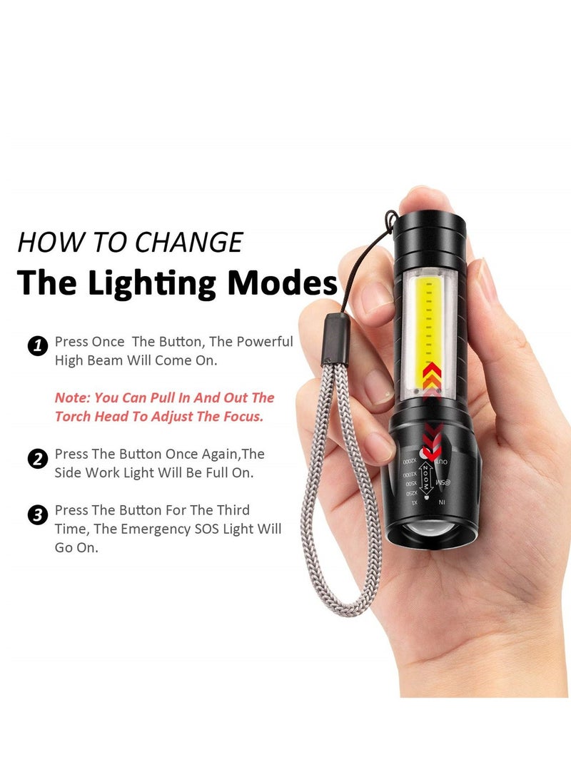 4 Pack USB Rechargeable Flashlight with 3 Modes, Bright LED Handheld Flashlight with COB Side Lights, Portable Flashlights for Camping, Hiking, Emergency, and Daily Use - Image 2