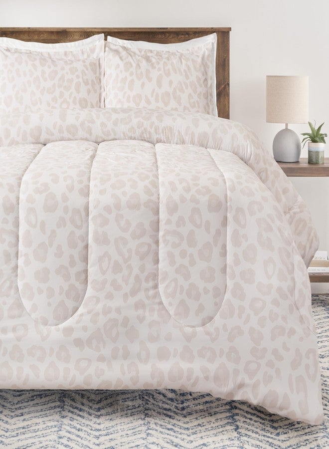 Chanasya Premium Queen Size Beige Leopard Comforter Set - Soft Animal Print Microfiber Bedding - 3 Piece Set with 1 Comforter and 2 Pillow Shams - Queen - Image 1