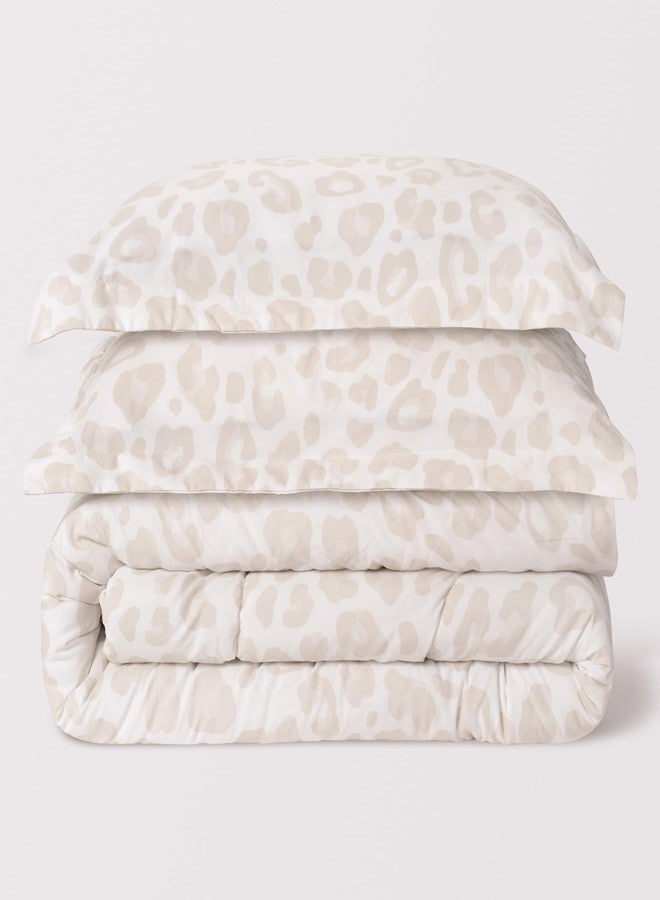 Chanasya Premium Queen Size Beige Leopard Comforter Set - Soft Animal Print Microfiber Bedding - 3 Piece Set with 1 Comforter and 2 Pillow Shams - Queen - Image 2