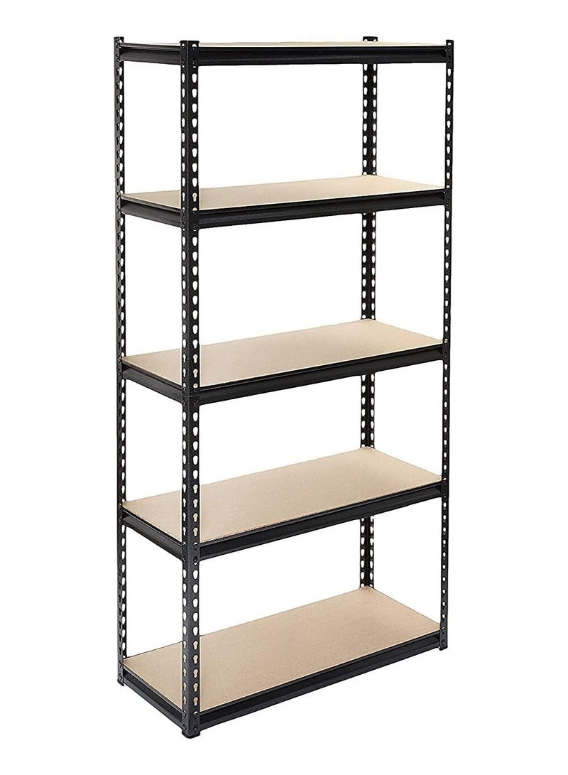 DubaiGallery Rack 5-Tier Steel Shelving Wooden Black - Image 3