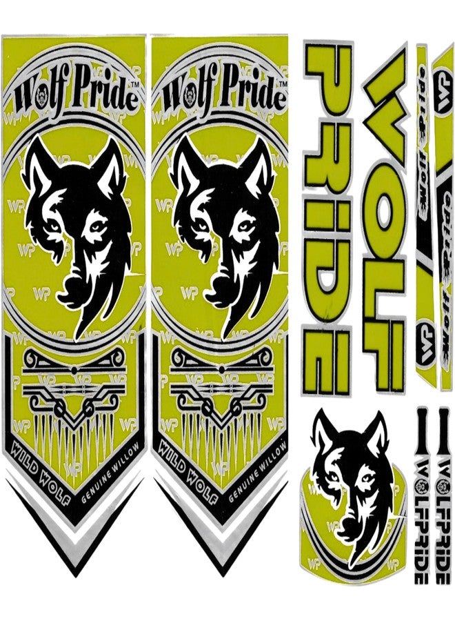 WOLF PRIDE vinyl cricket bat sticker wild cricket Bat (Yellow, Sticker)