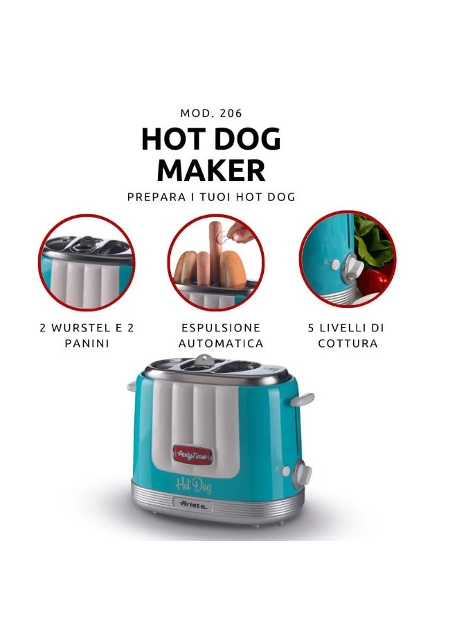 Ariete Hot Dog Maker | 4 Independent Cooking Zones | 5 Heat Settings | 650W Sausage & Bread Cooker | Easy, Fast, and Versatile 650.0 W 211 green - Image 5