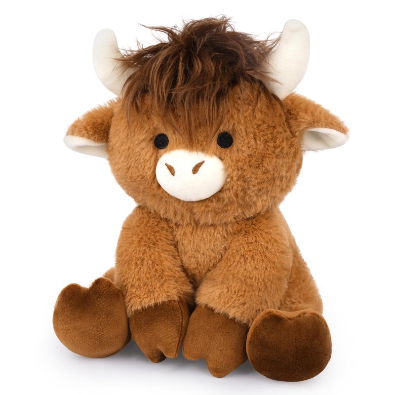 JEROKUMI Highland Cow Stuffed Animal 8inch Fluffy Plush with Styleable Hair Soft Toy Kawaii Huggable Cow Plush Gifts for Kids Toddler Baby Birthday Gifts - Image 3