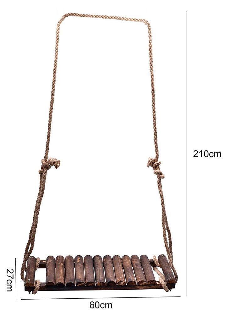 HOME TASTE TOMSUN Wooden Swing Seat with Adjustable Rope Solid Wooden Hanging Swing Chair for Indoor and Outdoor for Children  - Image 2