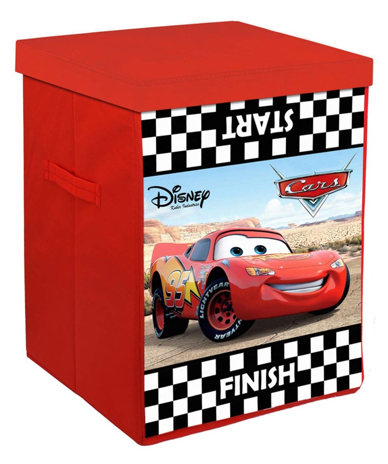 Kuber Industries Disney Cars & Minnie Print Non Woven Fabric Foldable Laundry Basket, Toy Storage Basket, Cloth Storage Basket with Lid & Handles (Set of 2, Black & Pink)-KUBMART10408 - Image 3