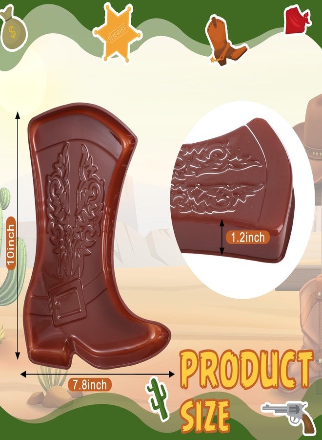 Uiifan مجموعة صواني تقديم حفلات رعاة البقر من Uiifan، 24 قطعة، أطباق بلاستيكية للاستخدام مرة واحدة على شكل أحذية، أدوات مائدة لحفلات رعاة البقر الغربية، لوازم حفلات الغرب المتوحش لتزيين حفلات أعياد الميلاد (بني) - Image 2