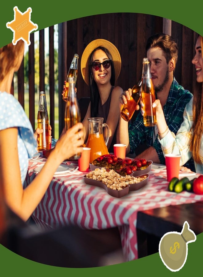 Uiifan مجموعة صواني تقديم حفلات رعاة البقر من Uiifan، 24 قطعة، أطباق بلاستيكية للاستخدام مرة واحدة على شكل أحذية، أدوات مائدة لحفلات رعاة البقر الغربية، لوازم حفلات الغرب المتوحش لتزيين حفلات أعياد الميلاد (بني) - Image 5