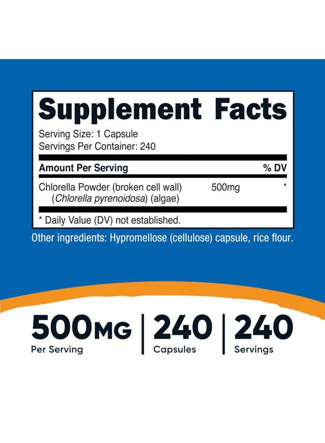 Nutricost Chlorella Capsules 500mg, 240 Vegetarian Capsules - Non-GMO and Gluten Free - Image 2