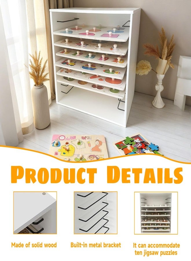 NUOLUTH Wooden Puzzle Racks:10-Tier Puzzle Storage for Wooden Puzzles, Craft Collection Display Case, Board Game and Family Game Night Accessories - Image 2