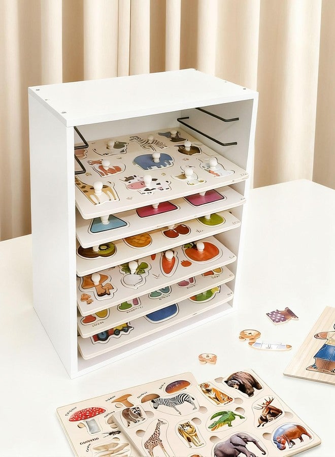 NUOLUTH Wooden Puzzle Racks:10-Tier Puzzle Storage for Wooden Puzzles, Craft Collection Display Case, Board Game and Family Game Night Accessories - Image 1