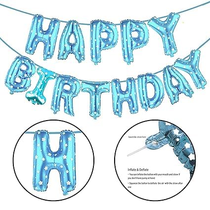 BRIJBAZAAR Happy Birthday Blue Foil Balloon Alphabet With Glue Dot for Decorations/Birthday Decoration Kit Items Combo Set/Ballon for Husband, Kids - Image 3