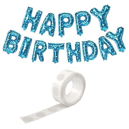 BRIJBAZAAR Happy Birthday Blue Foil Balloon Alphabet With Glue Dot for Decorations/Birthday Decoration Kit Items Combo Set/Ballon for Husband, Kids - Image 1