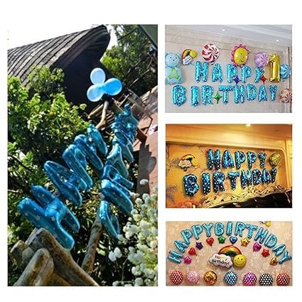 BRIJBAZAAR Happy Birthday Blue Foil Balloon Alphabet With Glue Dot for Decorations/Birthday Decoration Kit Items Combo Set/Ballon for Husband, Kids - Image 5