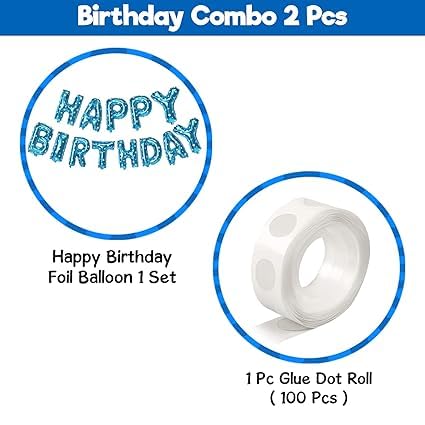 BRIJBAZAAR Happy Birthday Blue Foil Balloon Alphabet With Glue Dot for Decorations/Birthday Decoration Kit Items Combo Set/Ballon for Husband, Kids - Image 2