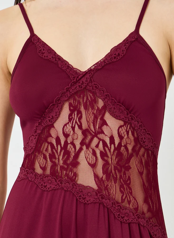 تايك تو فستان لانجري غير متماثل بتفاصيل دانتيل