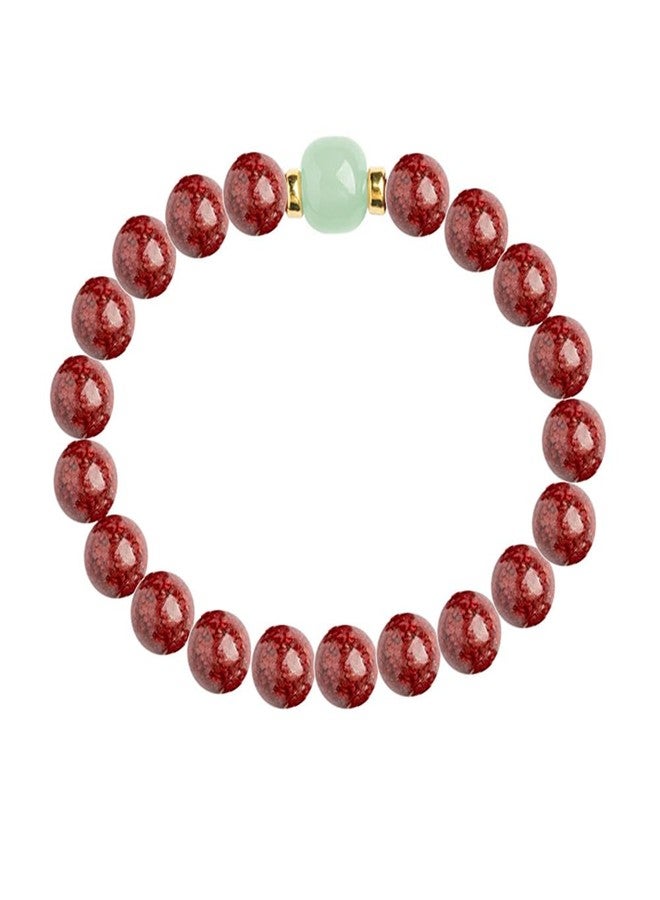 LRGKMCWTOB Ethnic Style Cinnabar Beads Feng Shui Wealth Bracelet, Red Cinnabar Feng Shui Wealth Bracelet, Natural Hetian Jade Bracelets Jewelry for Good Luck Women Men Amulet Jewelry 6mm - Image 1