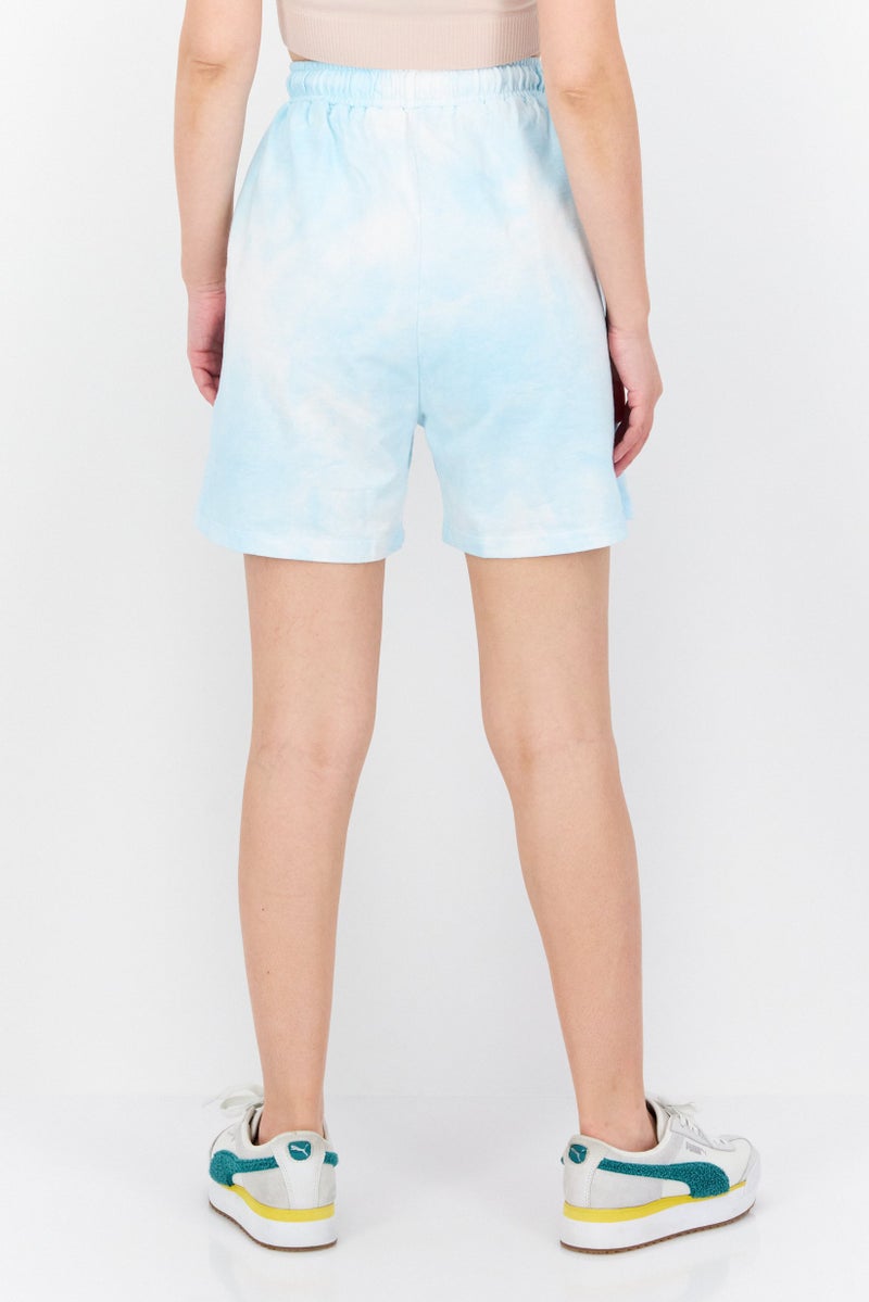 Native Youth Women Tie Dye Drawstring Basic Shorts, Blue/White - Image 4