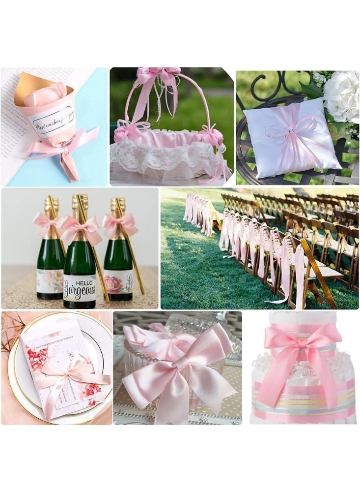 Premium Satin Ribbon Roll Set – Pink Decorative Craft Ribbon (5 Pcs, 25 Yards Each) - Image 3