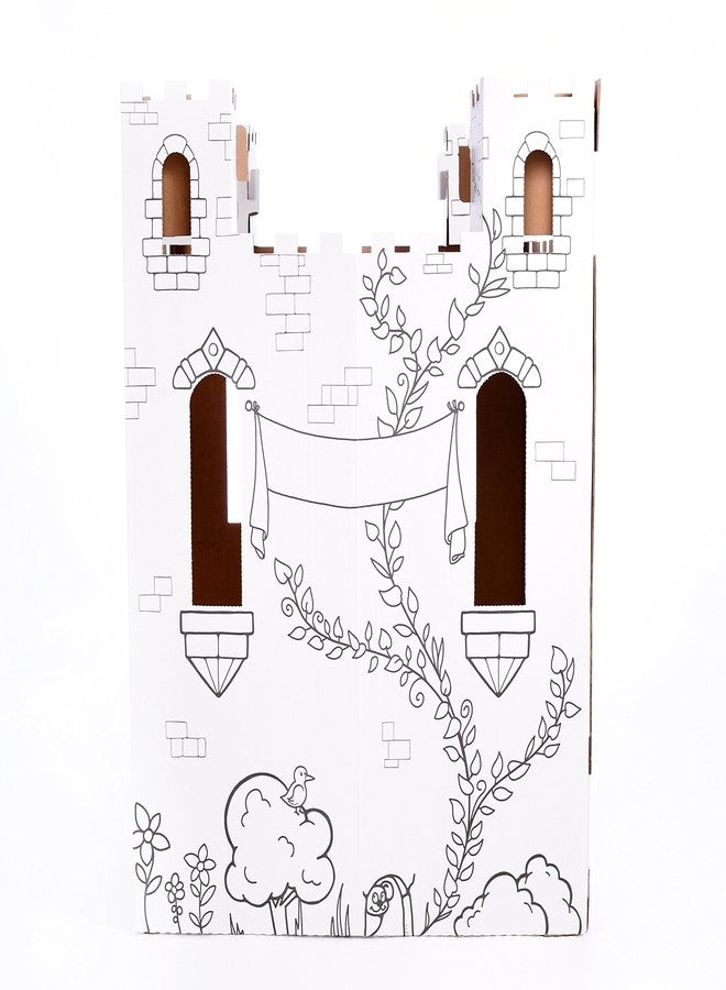Easy Playhouse Fairy Tale Castle - Kids Art and Craft for Indoor and Outdoor Fun, Color, Draw, Doodle - Decorate and Personalize a Cardboard Fort, 32" X 32" X 43. 5" - Made in USA, Age 3+, White - Image 3