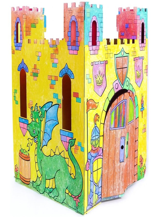 Easy Playhouse Fairy Tale Castle - Kids Art and Craft for Indoor and Outdoor Fun, Color, Draw, Doodle - Decorate and Personalize a Cardboard Fort, 32" X 32" X 43. 5" - Made in USA, Age 3+, White - Image 2