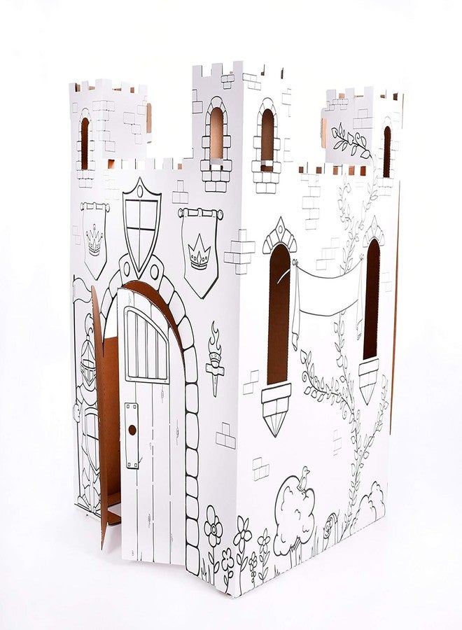 Easy Playhouse Fairy Tale Castle - Kids Art and Craft for Indoor and Outdoor Fun, Color, Draw, Doodle - Decorate and Personalize a Cardboard Fort, 32" X 32" X 43. 5" - Made in USA, Age 3+, White - Image 4